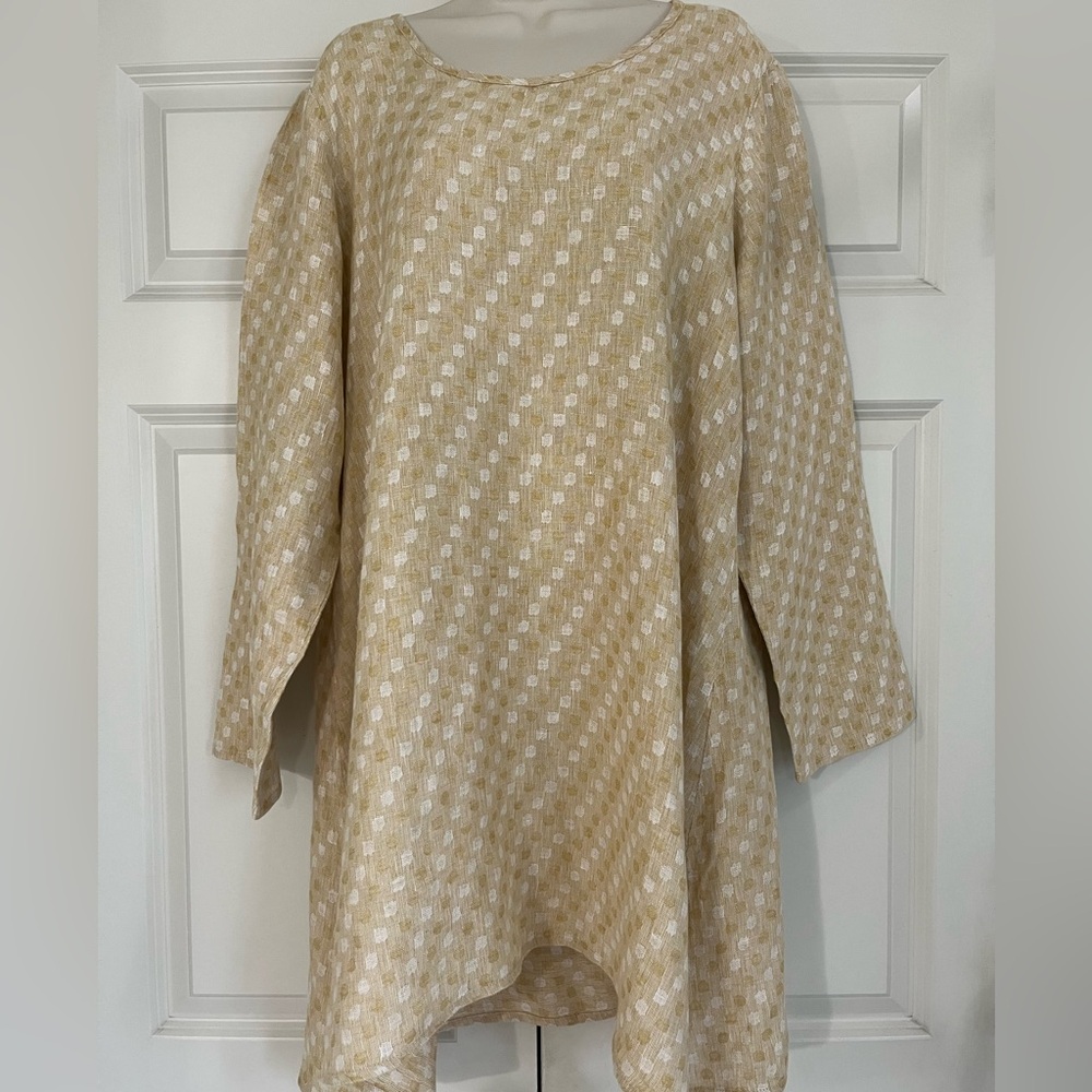 Flax Linen Polka Dot Tunic Dress Size Medium